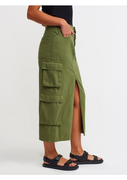 80858 Kargo Cepli Midi Etek-Haki modelleri
