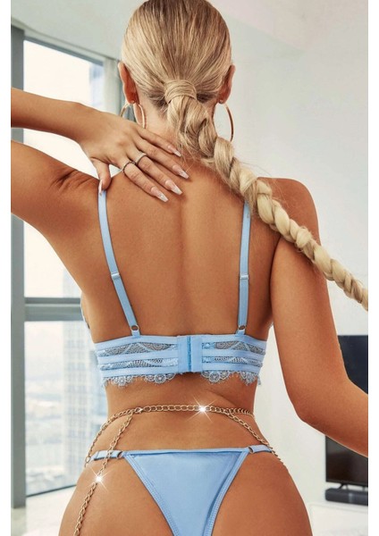 Kadın Mavi Seksi Fantezi Iç Çamaşır Takımı modelleri