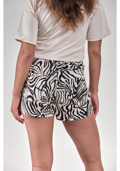 Vavien1092-KADIN Zebra Desenli Hamile Şort fırsatları