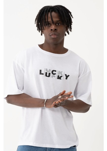 Leone Koleksiyon Oversize T-Shirt Lucky Baskılı