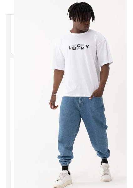 Leone Koleksiyon Oversize T-Shirt Lucky Baskılı