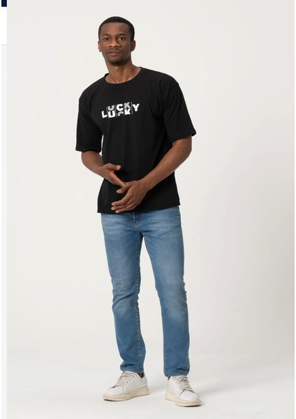 Oversize T-Shirt Lucky Baskılı