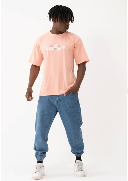 Oversize T-Shirt Lucky Baskılı modelleri