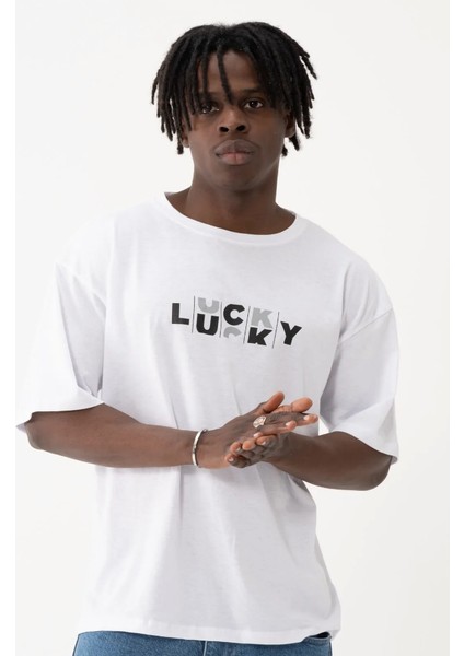 Oversize T-Shirt Lucky Baskılı