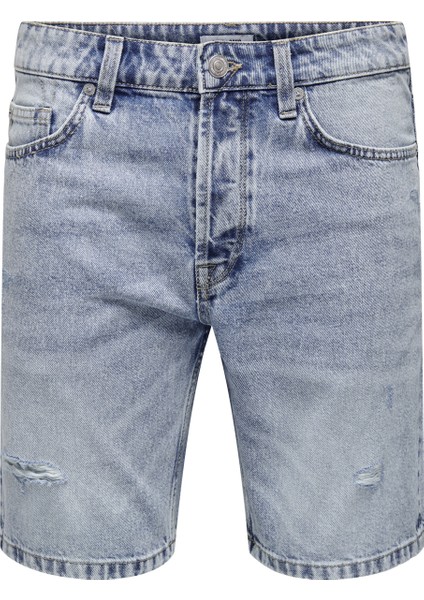 Rahat Erkek Denim Şort 22024848_ONSEDGE L. Blue Destroy 48