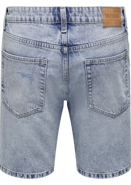 Rahat Erkek Denim Şort 22024848_ONSEDGE L. Blue Destroy 48