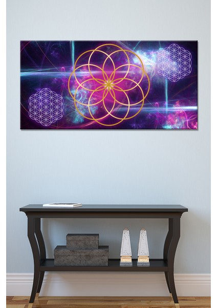 Yaşam Çiçeği Kutsal Geometri Sri Yantra Kanvas Tablo (8 Farklı Ölçü)