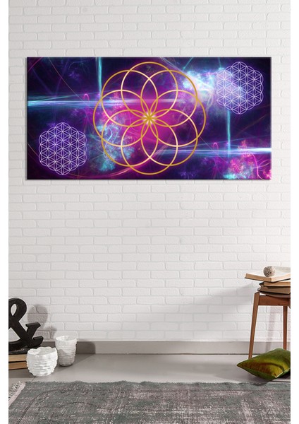 Yaşam Çiçeği Kutsal Geometri Sri Yantra Kanvas Tablo (8 Farklı Ölçü)