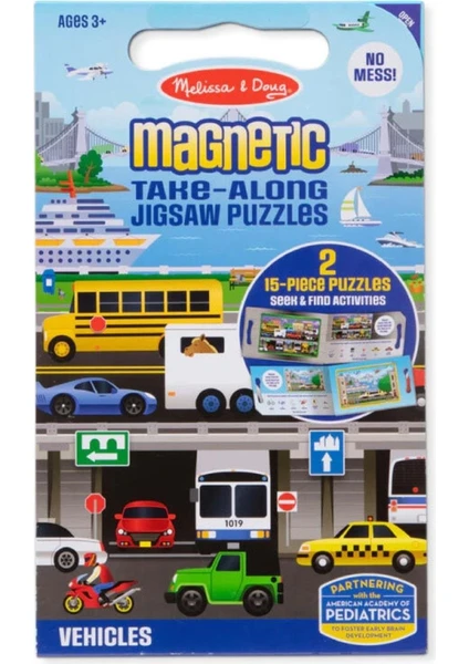 Melissa & Doug Mıknatıslı 2 Adet 15 Parçalı Yapboz Seti - Araçlar