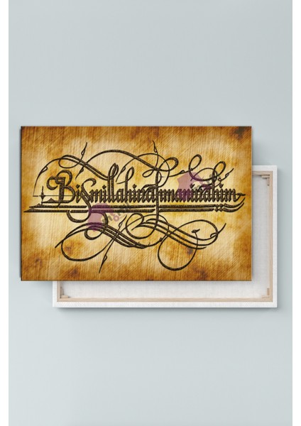 Besmele Dini Islami Hat Kanvas Tablo Bismillahirrahmanirrahim ( 7 Farklı Ölçü ) modelleri