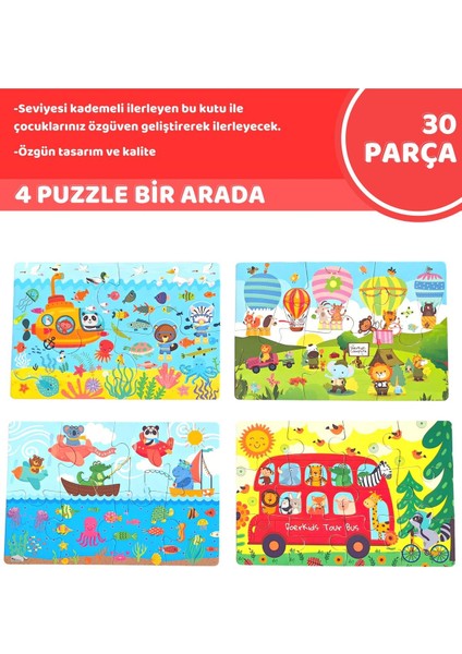 Baby Puzzle Kademeli Taşıtlar Puzzle | Eğitici Puzzle 30 Parça 4 In 1 fırsatları