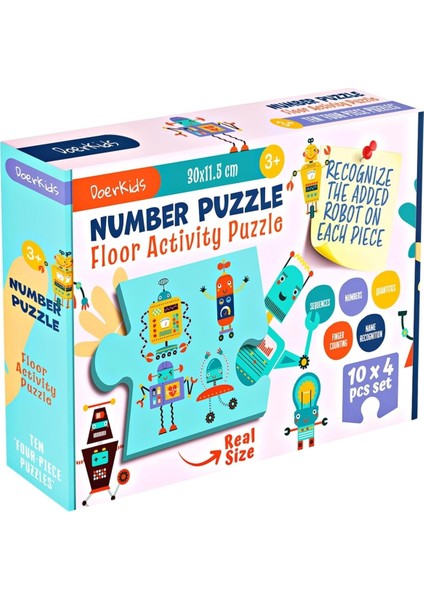 Baby Puzzle Dev Sayılar Puzzle | Jumbo Yer Puzzle | Robotik Sayılar Öğrenme | 40 Parça Doer