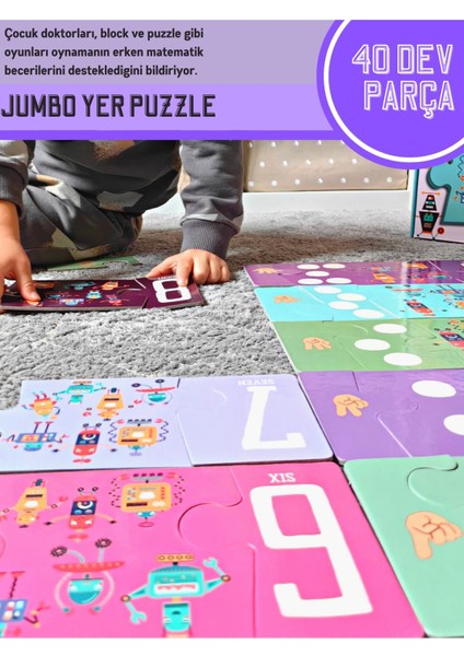 Baby Puzzle Dev Sayılar Puzzle | Jumbo Yer Puzzle | Robotik Sayılar Öğrenme | 40 Parça Doer fiyatları