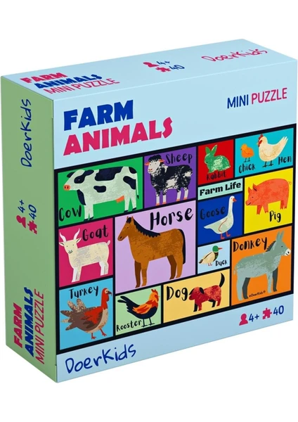 Doerkids Çiftlik Hayvanları Mini Puzzle | 40 Parça | 4 Yaş