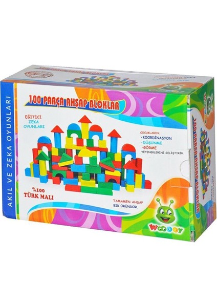 Woodoy 100 Parça Renkli Ahşap Bloklar fiyatları
