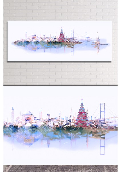 Istanbul Manzara Suluboya Efektli Kanvas Tablo fiyatları