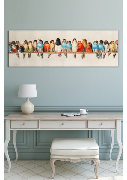 Renkli Kuşlar Muhteşem Dekoratif Kanvas Tablo