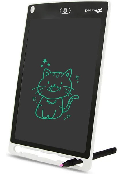 Writing Tablet LCD 8.5 Inç Dijital Kalemli Çizim Yazı Tahtası Grafik Not Yazma Eğitim Tableti-Beyaz