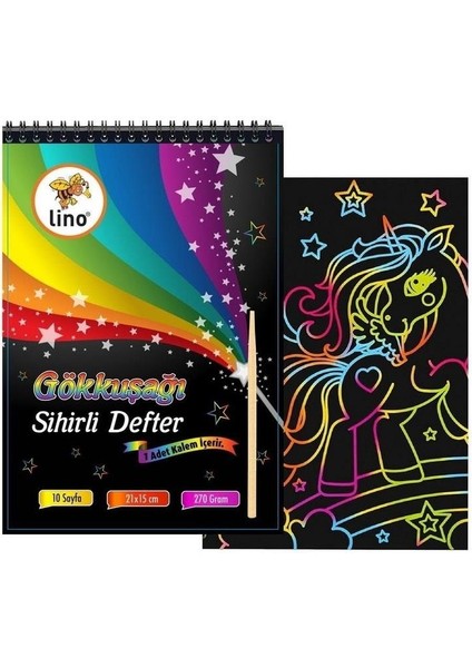 Sihirli Defter Gökkuşağı Kazıma A5 10 Yaprak Sihirli Defter