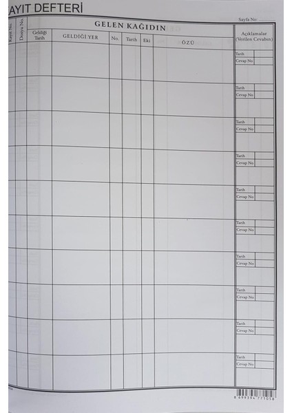 Gelen Evrak Kayıt Defteri Cilt Kapak fiyatları