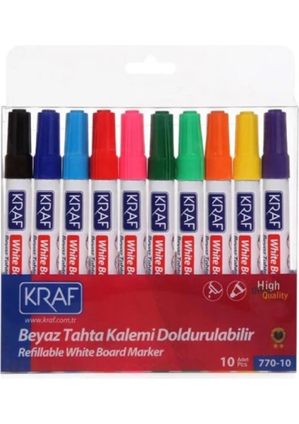 770-10 Doldurulabilir Beyaz Tahta Kalemi 10'lu Set