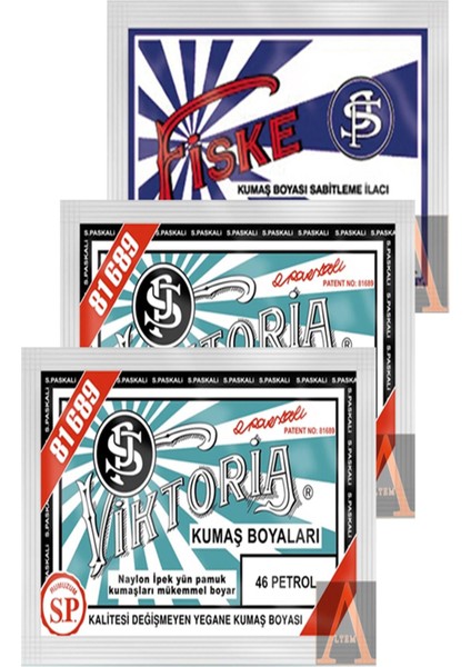 Kumaş Boyası 2 Paket Petrol+1 Paket Sabitleyici Fiske