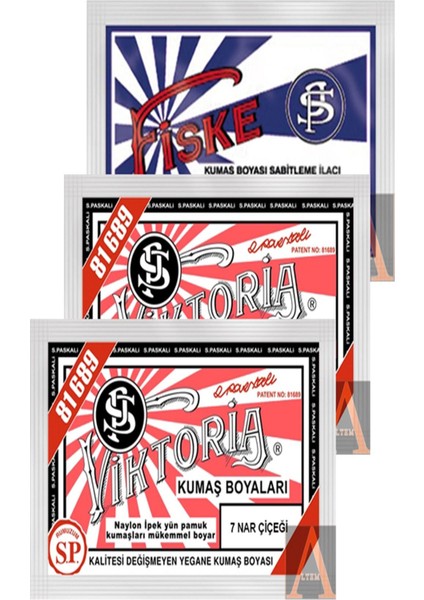 Kumaş Boyası 2 Paket.nar Çiçeği+1 Paket. Sabitleyici Fiske