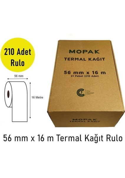 56X16 Termal Pos & Yazarkasa Kağıdı 1 Koli (210 Rulo)