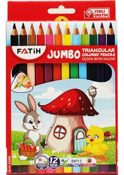 Fatih Kalem Fatih Kuru Boya Üçgen Jumbo 12 Renk