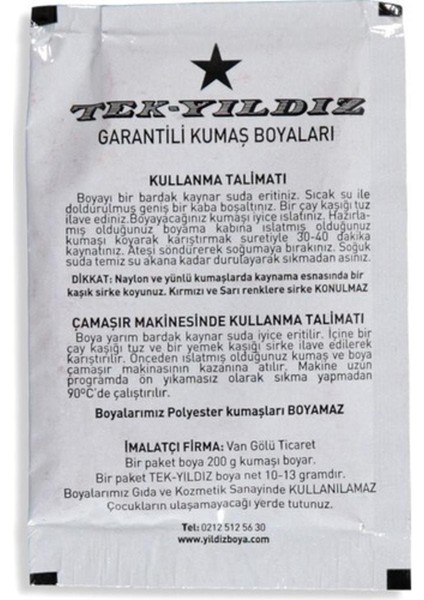 Tek Yıldız Tek Yıldız Kumaş Boyası Koyu Lacivert