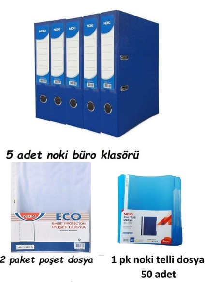 Eco Ofis Seti 5 Li Geniş Mavi Klasör+50 Li Telli Dosya+ 200 Lü Poşet Dosya