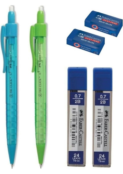 Tri Click Versatil Kalem 0.7 mm 2 Adet 0.7 mm Uç 2 Adet Sınav Silgi 2 Adet