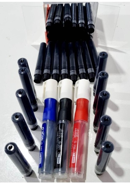 Tüm Markalarla Uyumlu 36 Adet Refill Siyah Kartuş + 3 Renk Gxin Tüplü Kartuşlu Beyaz Tahta Kalemi modelleri