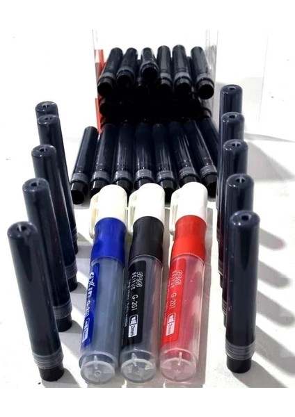 Tüm Markalarla Uyumlu 36 Adet Refill Siyah Kartuş + 3 Renk Gxin Tüplü Kartuşlu Beyaz Tahta Kalemi fırsatları