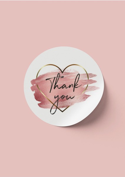 Foldart Kuşe Sticker Paketleme & Kargo Etiketi (4X4CM) 70 Adet - Thank You- Kalp
