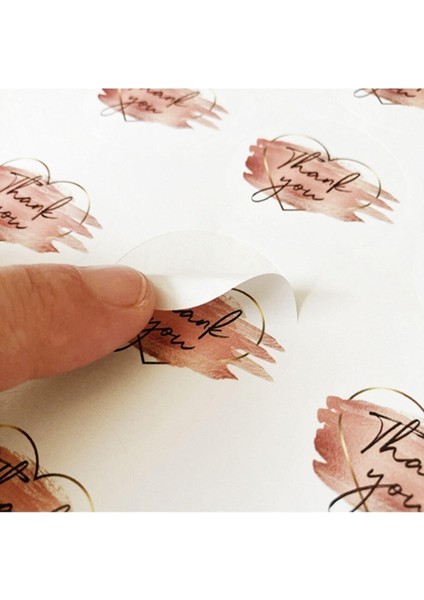 Foldart Kuşe Sticker Paketleme & Kargo Etiketi (4X4CM) 70 Adet - Thank You- Kalp