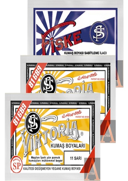 Kumaş Boyası 2 Pkt. Sarı+1 Pkt. Sabitleyici Fiske