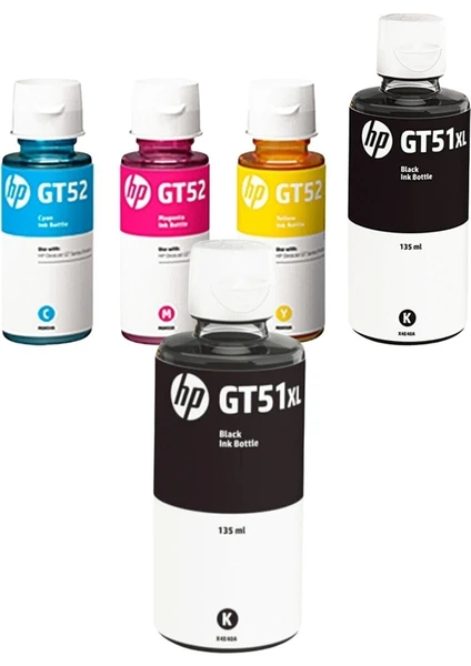 Hp GT51XL-GT52 Siyah ve Renkli Orjinal Mürekkep Takımı +1 Siyah GT53XL-GT51XL