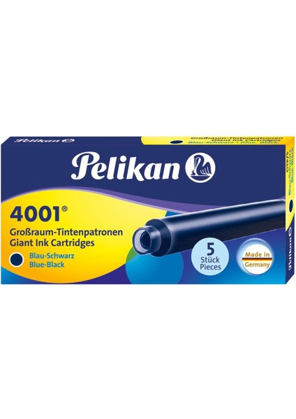 4001 Uzun Mürekkep Kartuşu 5`li Kutu Mavi-Siyah