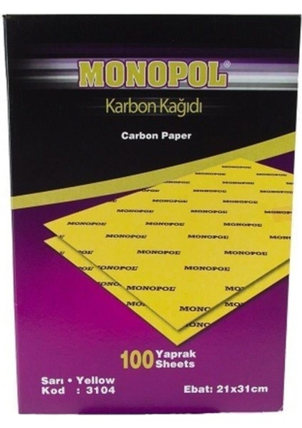 3104 A4 Karbon Kağıdı Sarı 5 Li (5 Adet)