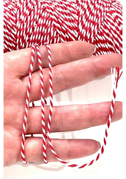 Marteniçka Ipi / Kırmızı Beyaz Hediye Paketleme Ipi / Iki Renkli Paket Ipi 5m