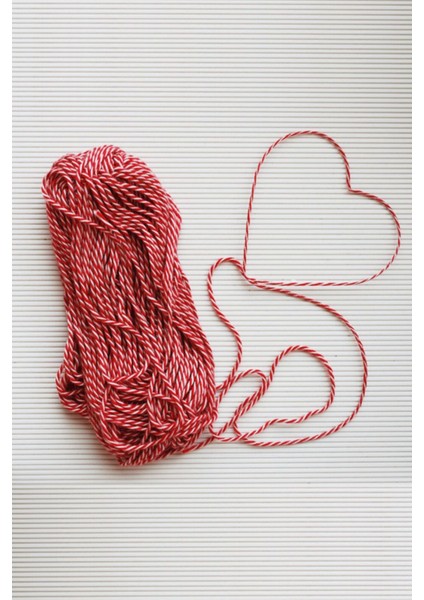 Marteniçka Ipi / Kırmızı Beyaz Hediye Paketleme Ipi / Iki Renkli Paket Ipi 5m modelleri