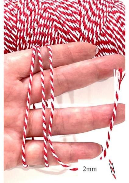 Marteniçka Ipi / Kırmızı Beyaz Hediye Paketleme Ipi / Iki Renkli Paket Ipi 5m fırsatları