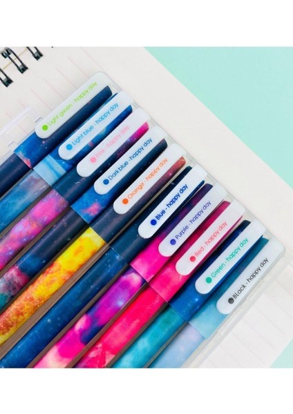 10'lu Gökkuşağı Galaxy Renkli Jel Kalem Seti