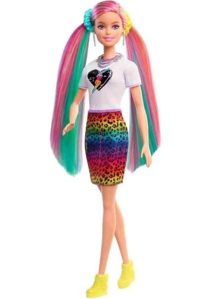 Barbie Leopar Desenli Saçlar Bebeği GRN81