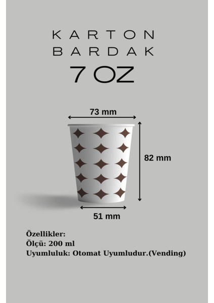 Karton Bardak 7 Oz ADET:250 7 Oz 200ML