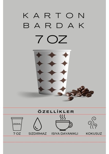 Karton Bardak 7 Oz ADET:250 7 Oz 200ML