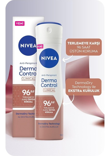 Derma Control Clinical Kadın Sprey Deodorant 150ML,96 Saat Üstün Koruma X2 Adet