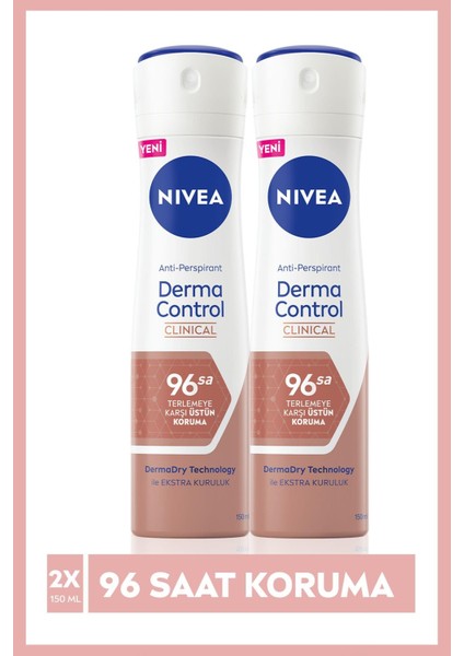Derma Control Clinical Kadın Sprey Deodorant 150ML,96 Saat Üstün Koruma X2 Adet fiyatları
