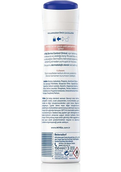 Derma Control Clinical Kadın Sprey Deodorant 150ML,96 Saat Üstün Koruma X2 Adet modelleri